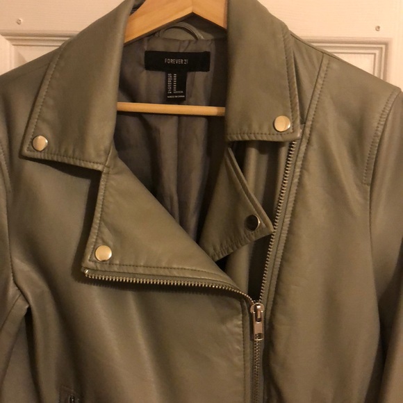 Gray pleather moto jacket - Picture 5 of 8